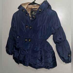 Girls Winter Stylish Hooded Tiered Puff Jacket